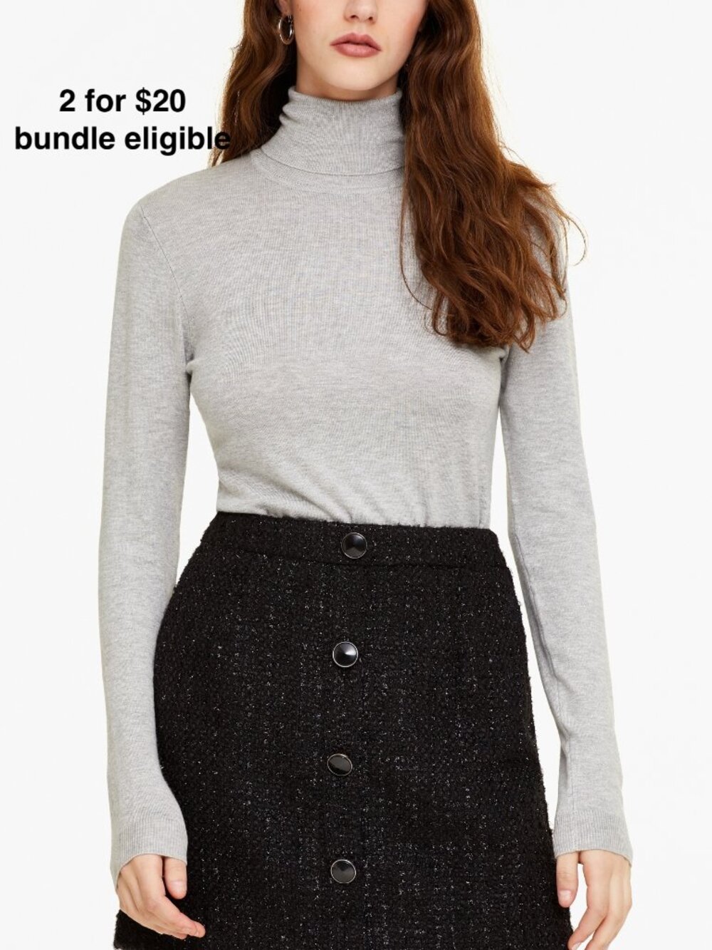 OVS Italian Grey Fine Knit Turtleneck Sweater Slim Fit Viscose M